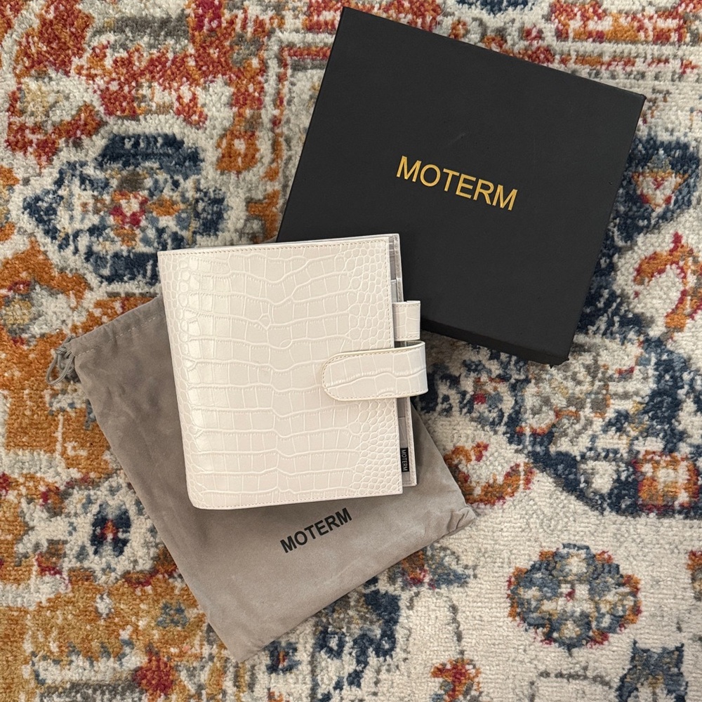 Moterm White Croc Leather Planner